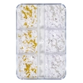 DIY nail art charm set with white flowers and metal beads in a 6-grid storage box - Style 4