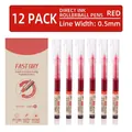 Lot de 12 stylos roller rouges à pointe aiguille 0,5 mm avec encre à séchage rapide - Boîte de 12 / Rouge
