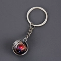 Solar system galaxy keychain with red nebula art glass pendant and silver ring - Standard Spec / Red Nebula (17)
