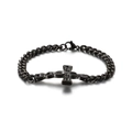 Men's black plated stainless steel Cuban chain bracelet with hollow cross charm - Black (KB124333-KFC)