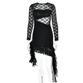 Dettaglio vestito nero in pizzo con taglio in vita e orlo irregolare per uno stile sexy - L / Nero