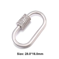 Silver oval screw clasp with pave rhinestones for jewelry DIY, size 28.0x16.0mm - Style 26 (Silver Pave Zircon Oval Clasp 28x16mm)