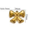 Gold stainless steel bow pendant with heart detail for DIY jewelry making 24x22mm - Gold-J