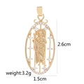 Oval gold pendant with religious relief and zircon inlay, measuring 2.6cm high and 1.5cm wide - White Zirconia Long Oval Virgin Mary D2012JB