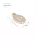 Oval stainless steel 304 pendant with engraved letter D for DIY jewelry making - Letter D(ZA2254S-D) / Pendant Only / Silver