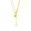 Raffinata collana a strati dorata con ciondoli a cuore e stella su catena lucida - Stile Doppia Stratificazione Cuore Stella (N1243) / Oro
