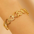 Golden heart-shaped cutout link bracelet in a minimalist and sweet hollow design - Heart-Shaped Hollow Link (2907)