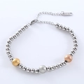Pulsera minimalista de acero inoxidable con cuentas lisas de 5mm y cuentas mate de 8mm - Color Acero