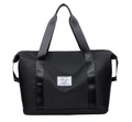 Bolsa de viaje grande en nailon negro con asas resistentes y compartimento inferior - Estilo 309 / Negro