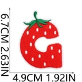 Detail view of letter G strawberry patch with embroidery texture and dimensions - Strawberry Letter G