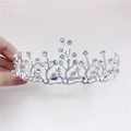 Detail of silver coral-shaped princess tiara with densely set clear rhinestones - Leaf Branch Crown Headband