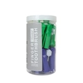 20-piece purple and green finger toothbrushes for pets in a transparent storage jar - Finger Toothbrush Tub of 20