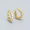 Vergulde S925 zilveren oorringen ingelegd met schitterende zirkonia edelstenen - 925 zilver / Goud