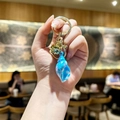 Chic blue gradient acrylic conch keychain with gold bell charm for handbags - Small Blue Conch