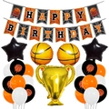Kit décoration anniversaire basketball avec ballon trophée et bannière de fête - Sans Numéro (Thème Basket)