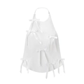 Elegante witte haltop met zijden strikjes en glanzende textuur op een witte achtergrond - XS