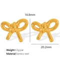 Boucles d'oreilles nœud papillon en acier inoxydable doré au fini poli brillant - Style Nœud Papillon (EH513)