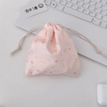Cute pink drawstring pouch with bunny print for makeup storage and small items - Pink Long-eared Character