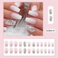 Pink gradient long trapezoid fake nails with rhinestones and glitter finish - Glue Type / DZ484-K1 Lotus Pink Gradient with Rhinestone