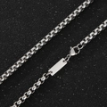 Collar de cadena cuadrada de acero inoxidable con placa rectangular y cierre de langosta - Cadena de Caja Regular de 4,5 mm (Collar) / Color Acero