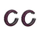 C-shaped black ear clips with pink-purple micro-pave crystals for non-pierced ears - Black Gold Plated - Red Zirconia
