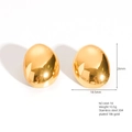 Minimalist 18K gold plated stainless steel bean earrings with organic oval shape - E664-18(Golden Bean)