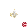 Clou d'oreille en argent S925 doré avec zircon géométrique en forme de cerf-volant - Or #7
