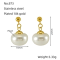 Elegante 18k vergoldete Edelstahlohrringe mit Perlenanhängern und Stecker-Design - Perlenanhänger Stil