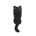 Dettaglio del giocattolo in peluche gatto nero con ricamo del viso buffo e tessuto durevole - Senza confezione / Gatto Emoji Nero