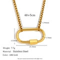 Collana a catena box in acciaio inossidabile placcato oro 18K con ciondolo a moschettone - Stile Moschettone Grande / Oro