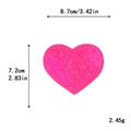 Bright pink heart-shaped sequin patch with size 8.7x7.2cm measurements shown - Rose Red Heart*Large Size (Laser) #13