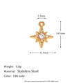18K gold plated stainless steel octagonal star pendant with white zircon stones - White Zircon Eight-pointed Star - Gold