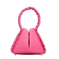 Borsa geometrica rosa acceso con manico intrecciato e design a pieghe triangolari - Rosa