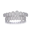 Hip hop silver plated tooth grillz set with sparkling white cubic zirconia stones - Silver-Standard