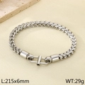 Pulsera de cadena de acero inoxidable plateado con hebilla 215x6mm estilo moderno - Color Acero