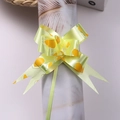Yellow pull bow ribbon with orange heart pattern for Christmas gift wrapping decoration - Yellow Heart Shaped