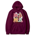 Sweat à capuche violet foncé Mama Est 2025 avec motifs floraux vintage et paix - Bordeaux