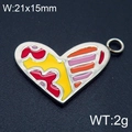 Colorful enamel heart pendant with silver frame and abstract multicolored pattern - Colorful Abstract Patchwork Style (KLJ6424-Z)