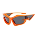 Futuristic geometric Y2K sunglasses with bold orange frames and dark lenses - Orange Frame Gray Lens