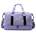 Purple quilted yoga travel bag with waterproof large capacity and separate shoe compartment - Light Purple