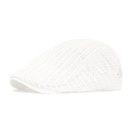 Classic white lace mesh newsboy cap with breathable knit fabric and curved brim - Adjustable / White