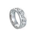 Sleek silver titanium steel anti-anxiety spinner ring with polished finish for men - Size 7 / Silver