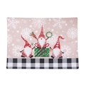Christmas gnome linen placemat featuring red cartoon motifs and buffalo plaid border - Black and White Grid Placemat
