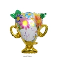 Golden trophy foil balloon with colorful floral pattern for Mother's Day, 67x58cm size - Golden Flower Trophy Style