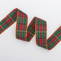Christmas tartan ribbon with red and green plaid patterns and gold wire edges - Gold Edge 2.5cm*100 Yards