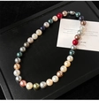 Collana di perle multicolore vivaci con una lucida chiusura in metallo argento - 1# Collana-Multicolore-12mm
