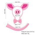 Set costume da maiale in peluche rosa con cerchietto, naso, papillon e coda arricciata - Set da 4 pezzi con orecchie di maiale rosa super morbido