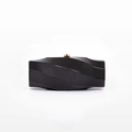 Modern black irregular swirl acrylic clutch bag with a golden metal pillar clasp - Black