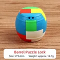 Colorful cylinder puzzle lock toy, multi-colored plastic 4x3.6cm educational logic game - Bucket