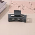 Matte grey rectangular claw clip for thick hair shown on a minimalist textured surface - #12 Matte Dark Gray-blue - 8.5cm / Bulk (No Packaging)